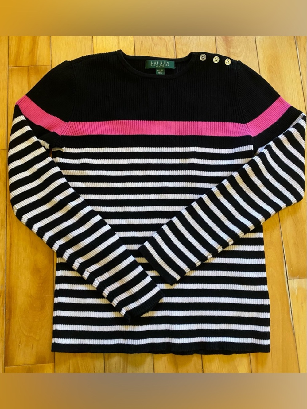 Ralph Lauren Black Ribbed Crewneck Sweater